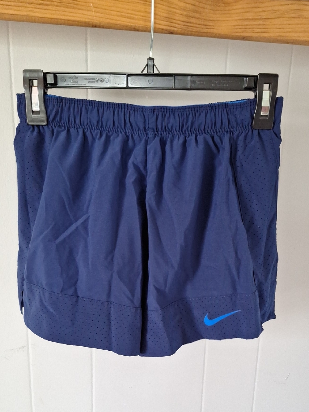 Nike Dark Blue Running Shorts with Bright Blue Swoosh
